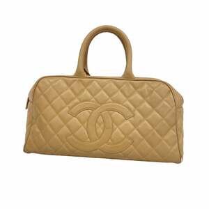 CHANEL Cream Caviar Leather Bag